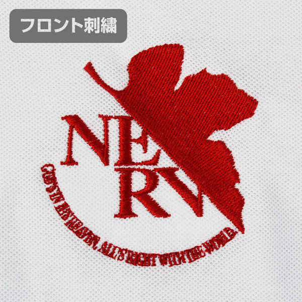 [Evangelion] Polo Shirt w/Embroidery NERV logo White - T Shirt Size L - Image 4