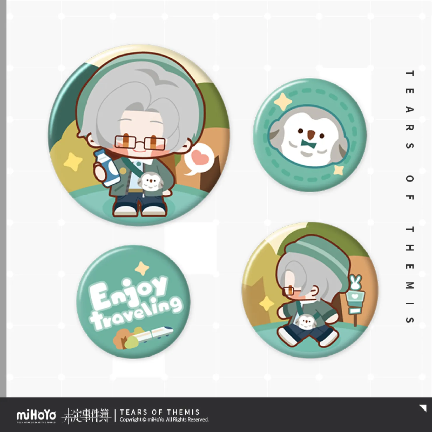(Goods - Badge) Tears of Themis Leisure Chibi Badge Set Badge Adjudicator
